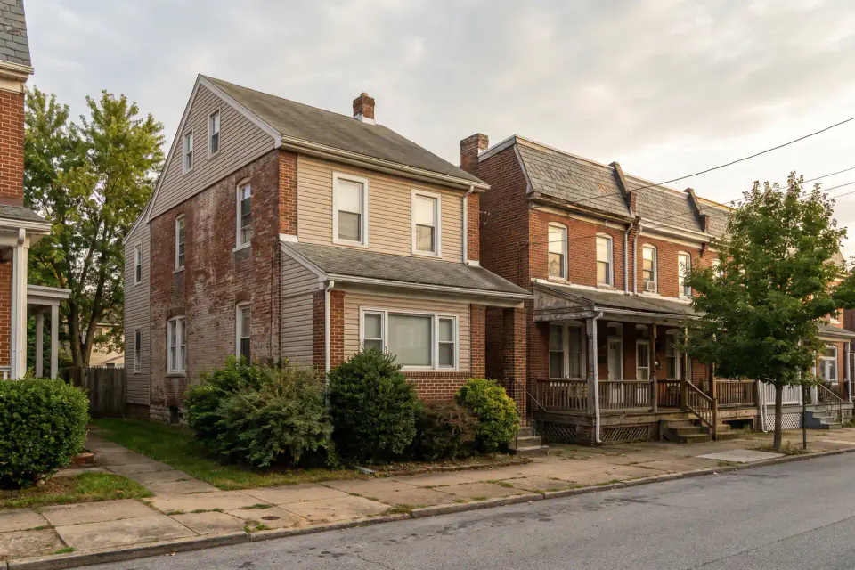 Dense older rowhomes on an Allentown Pennsylvania block