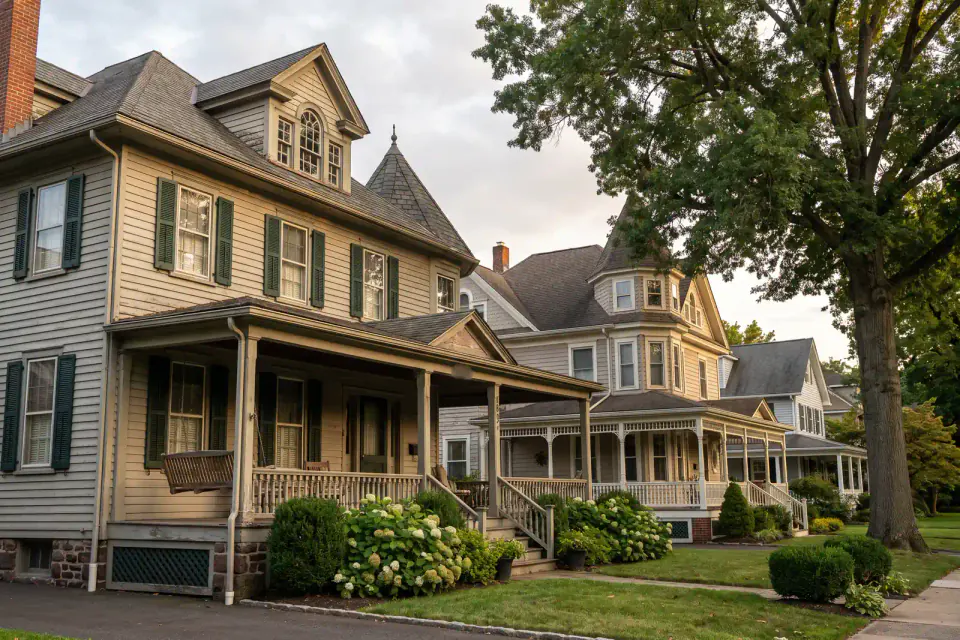 Victorian and early-1900s homes near central Doylestown, PA
