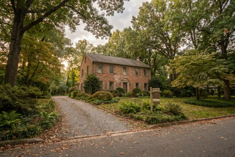 Large detached home on a wooded lot in Hockessin