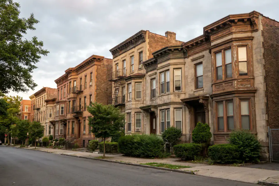 Brownstones and narrow multifamily homes in Jersey City, New Jersey