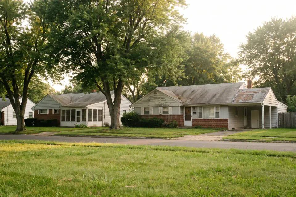 Postwar starter homes on a Levittown Pennsylvania street