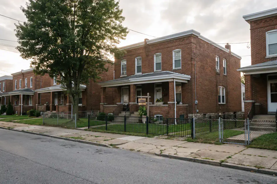 Older rowhomes and twins near central Norristown Pennsylvania