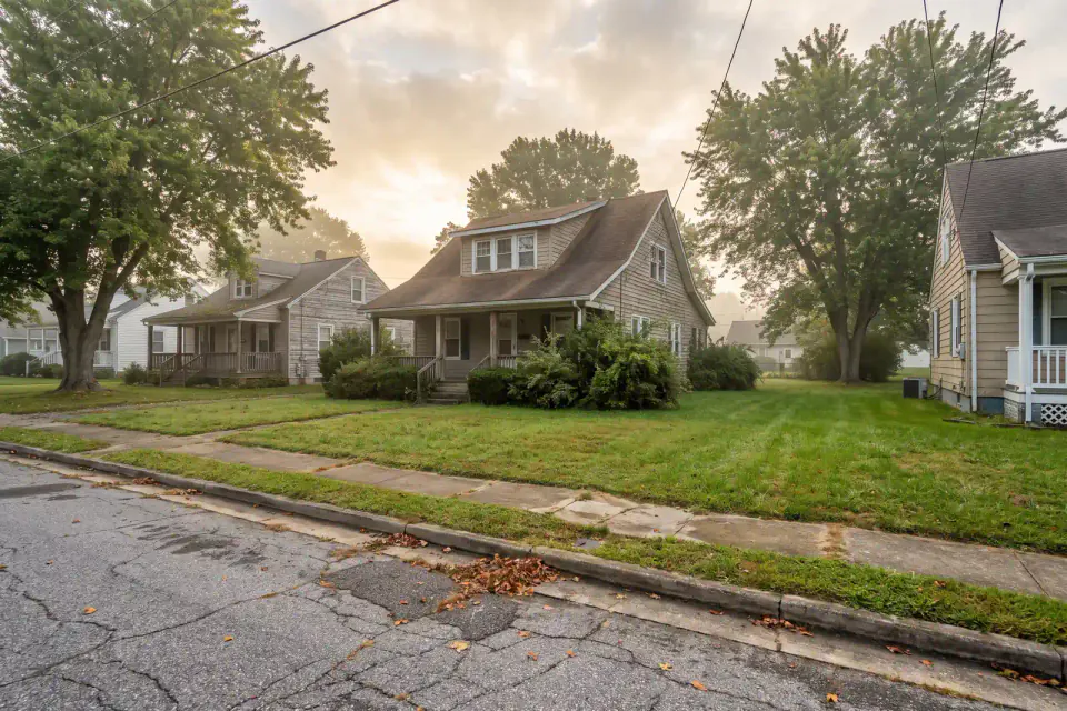 Affordable older houses along a quiet Seaford residential street