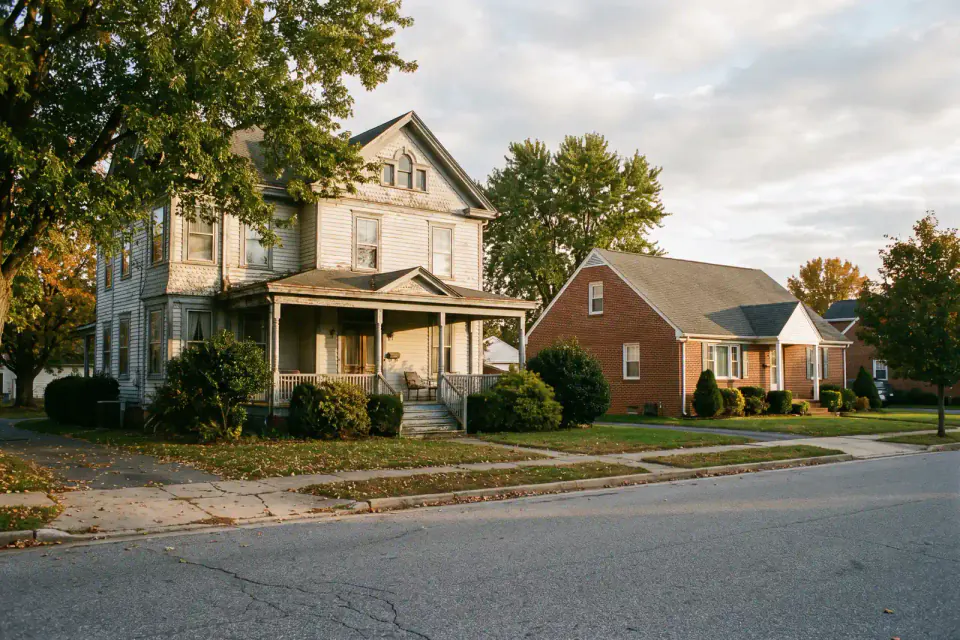 Historic and newer homes along a quiet Smyrna street