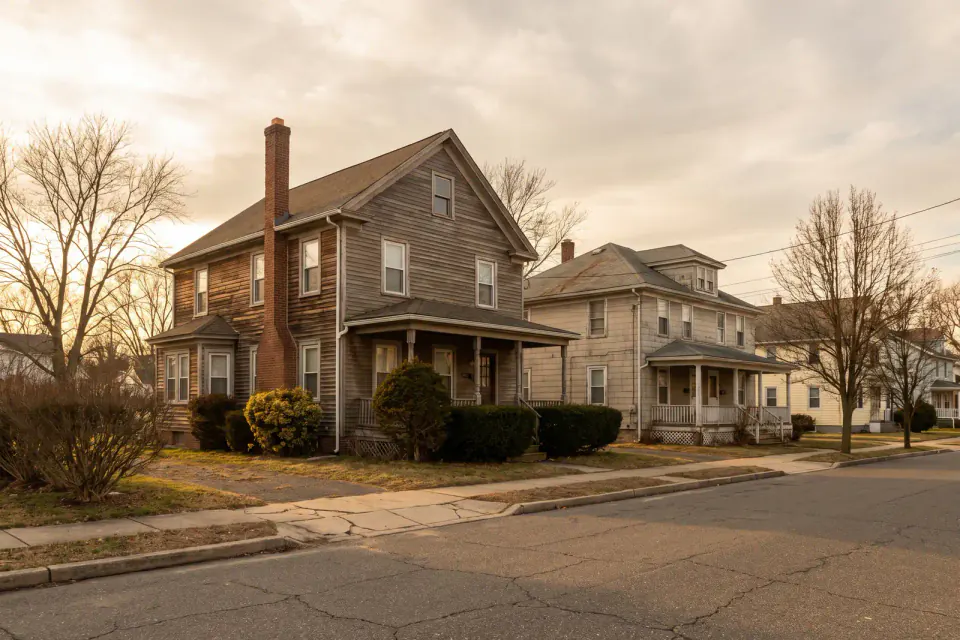 Modest Vineland houses and older small multifamily homes in Cumberland County New Jersey