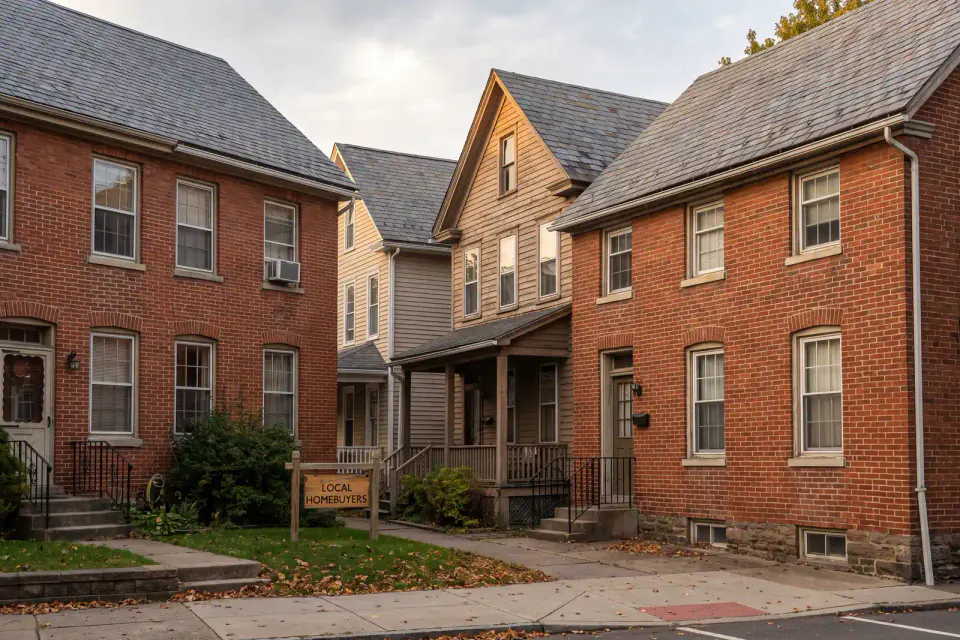 Coal-era rowhouses near central Wilkes-Barre in Luzerne County Pennsylvania
