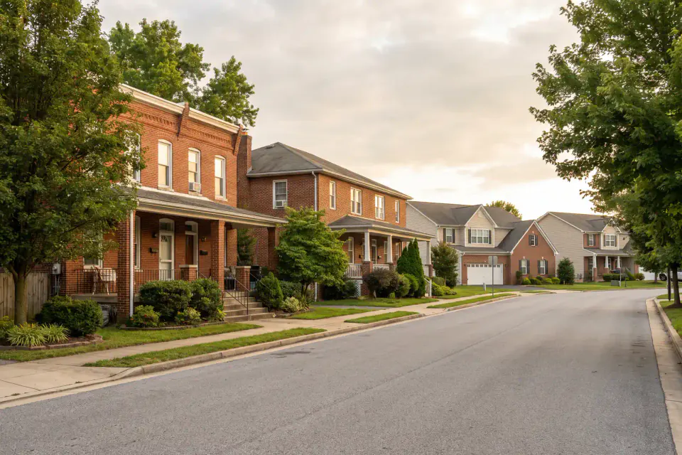 Wilmington brick rowhouses typical of New Castle County Delaware