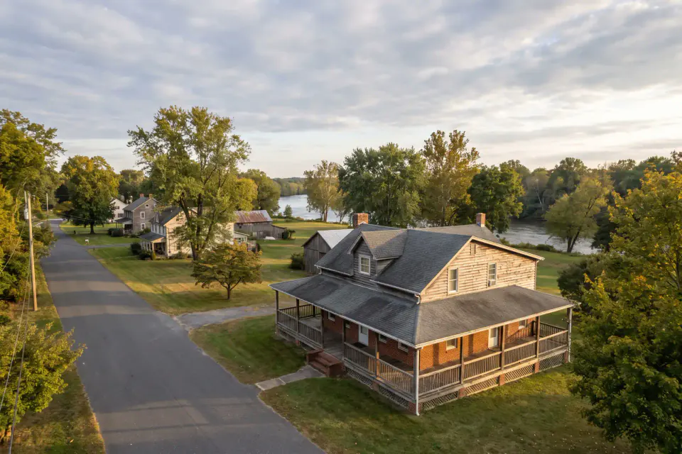 Older Salem County farmhouses and rural Pennsville area homes near the Delaware River in New Jersey