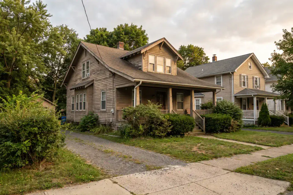 Older Phillipsburg houses and rural Warren County homes on rolling New Jersey terrain
